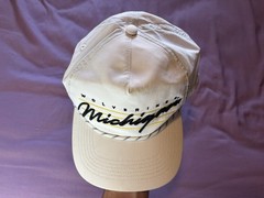 Michigan Wolverines Hat White Snap Back Cap 47 Brand Script NCAA Football Rope