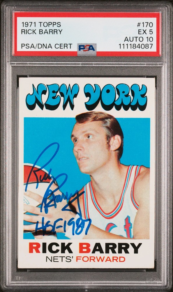 1971 Topps Rick Barry RC Rookie #170 PSA 5 / 10 AUTO Autograph