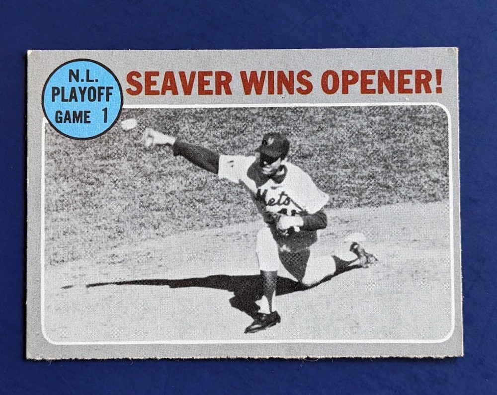 1970 Topps – NL Playoffs Game 1 #195 – Tom Seaver HOF New York Mets EX