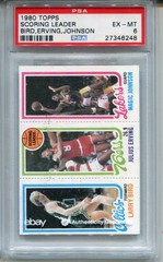 1980 Topps Larry Bird Magic Johnson Rookie Card PSA 6 Ex MINT Dr J Graded