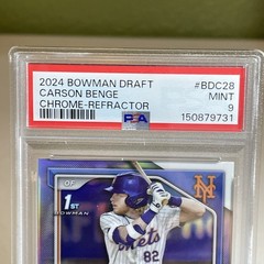 Topps 2024 Bowman Draft Chrome Refractor Carson Benge RC #BDC-28 PSA 9 Mets