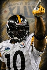 SANTONIO HOLMES SUPER BOWL XLIII MVP CUSTOM 4&Prime;x6&Prime; GOAL LINE ART CARD – STEELERS