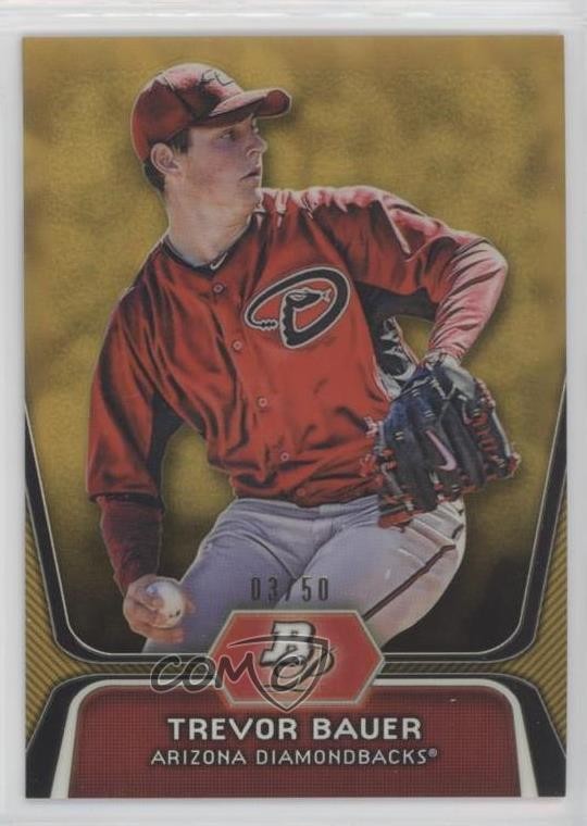 2012 Bowman Platinum Prospects Gold Refractor 3/50 Trevor Bauer Rookie RC 1k3