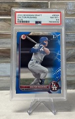 2022 Bowman Draft #BD-84 Dalton Rushing 1st Bowman Paper Blue /150 PSA 8.5