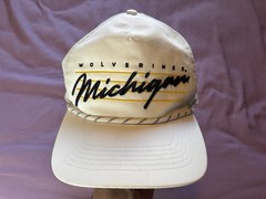 Michigan Wolverines Hat White Snap Back Cap 47 Brand Script NCAA Football Rope