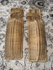 Pair of Jai Alai Cesta Coated Wicker Woven Basket Scoop Vintage Decor