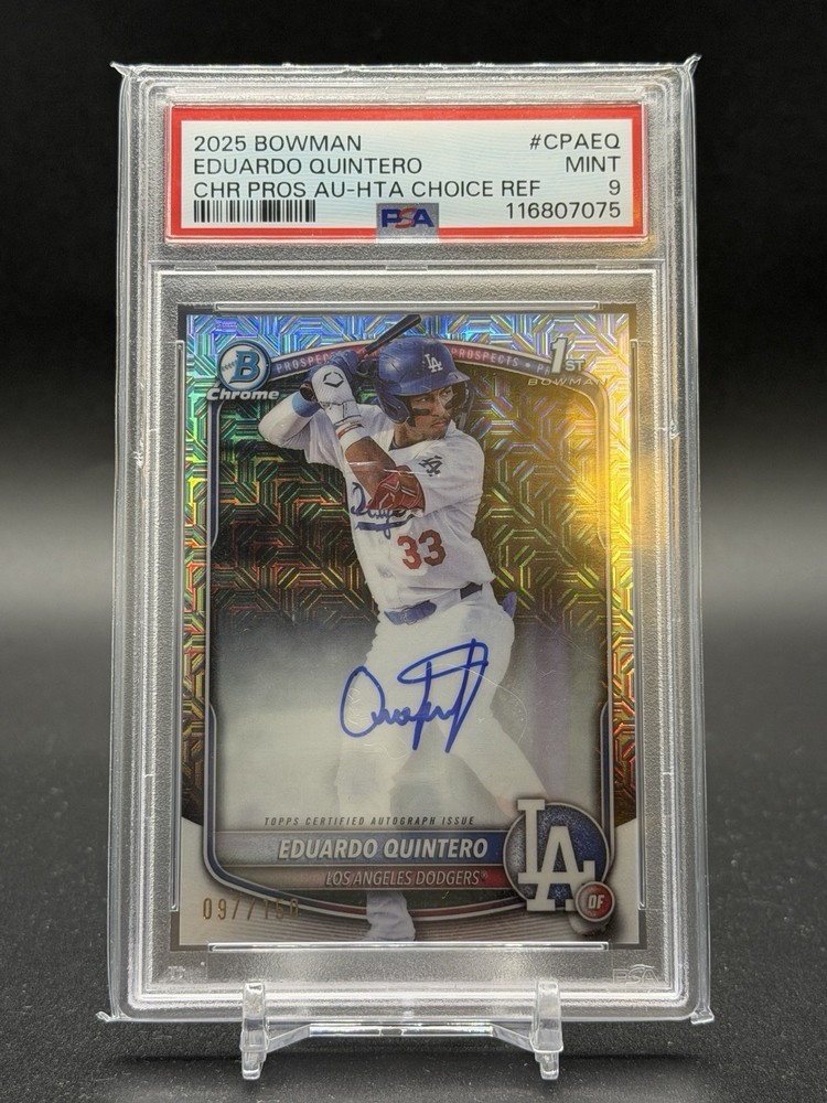 EDUARDO QUINTERO 2025 Bowman Chrome HTA REFRACTOR AUTO /150 PSA 9🔥🔥🔥