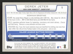 2012 Bowman Derek Jeter #1 New York Yankees
