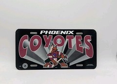 Vtg Phoenix Coyotes Plastic License Plate Tag Express W Inaugural Bonus Paper