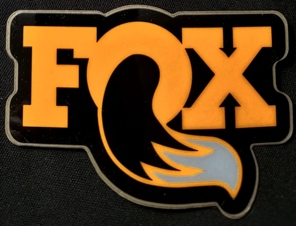 RACING STICKER BLACK AND ORANGE FOX 3 1/2 X 2 3/8&Prime; GLOSSY THICK WATERPROOF USE