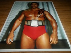 ROCKY JOHNSON (RIP) AUTOGRAPHED/SIGNED 8×10 PHOTO WWF–THE ROCK DWAYNE JOHNSON