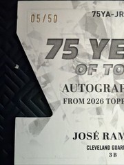 2026-75 Years of Topps Die-Cut Gold Jose Ramirez #’d 05/50 On Card Auto Clean