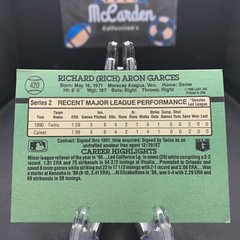 1991 Donruss Rated Rookie Rich Garces #420 Minnesota Twins