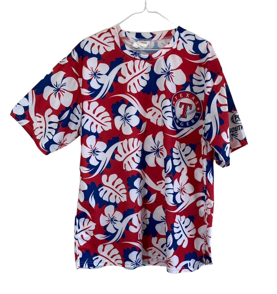 Kloanz Texas Rangers Mens Shirt XL Hawaiian Tropical Fox Sports Baseball T Shirt
