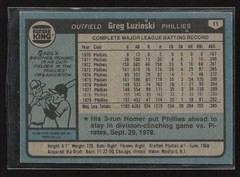 1980 Topps Burger King Phillies #11 Greg Luzinski – Auto – On Card – TTM