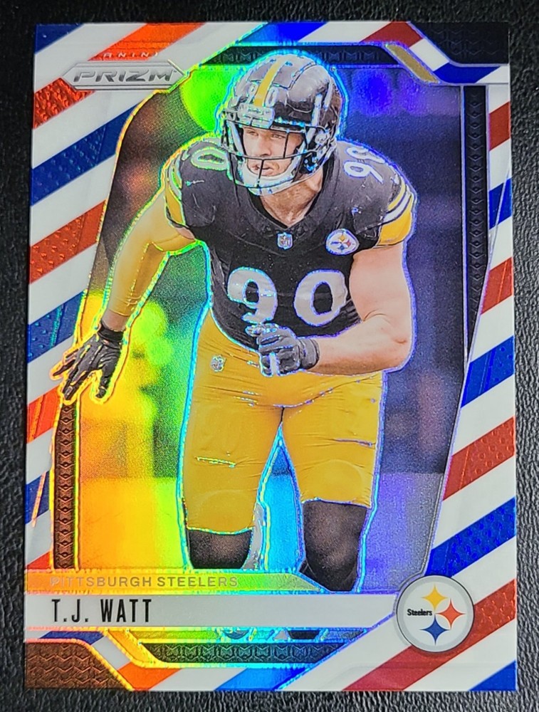 2024 Panini Prizm – T.J. Watt #245 Red White & Blue Prizm Pittsburgh Steelers