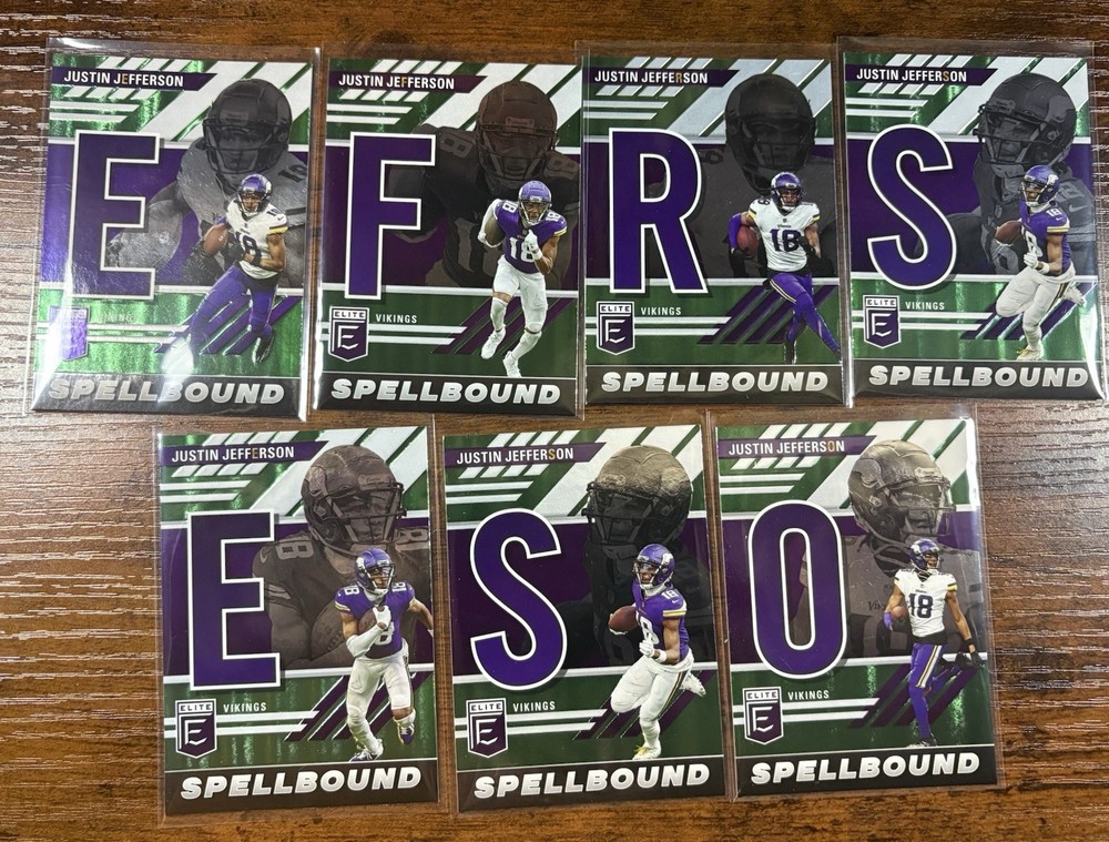 Panini 2023 Donruss Elite Spellbound Insert Justin Jefferson Vikings 7-Card Lot