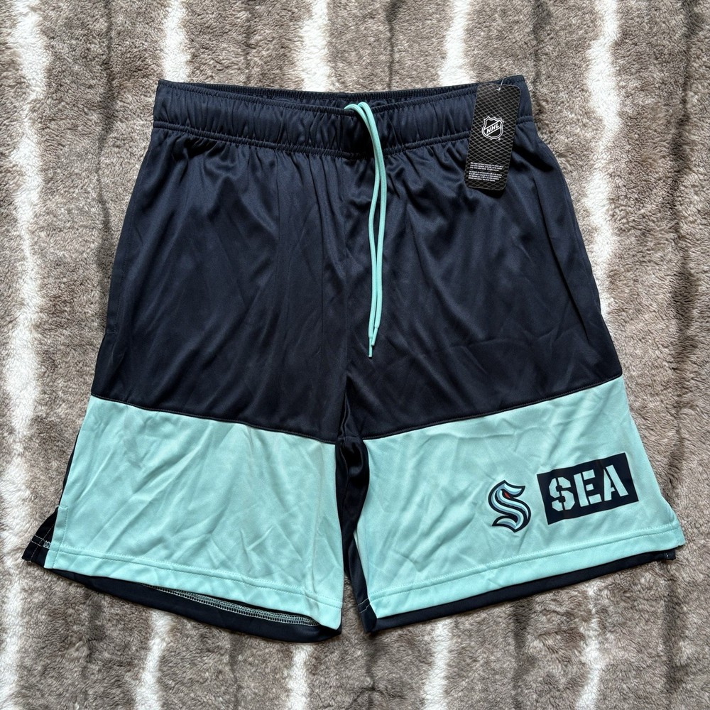 Fanatics Seattle Kraken Authentic NHL Shorts Traditional Navy/Icy Blue Sz: S NWT