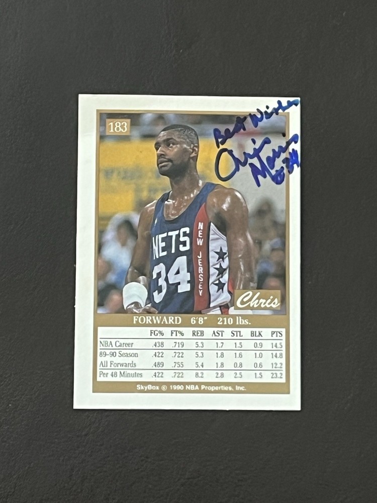 1990-91 Skybox Chris Morris #183 Nets AUTO (on back) Signed Autograph!