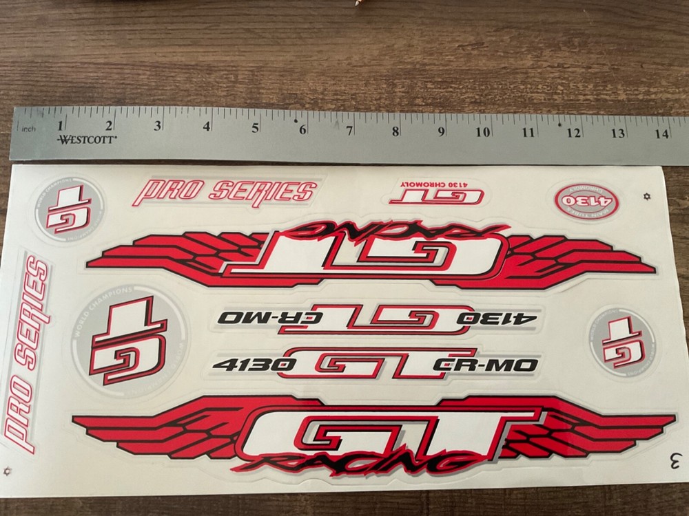 GT Racing Pro Series Stickers Decals (White, Red, Black, Silver)- Die Cut