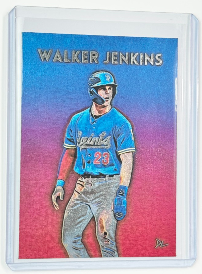 Walker Jenkins Platinum Plated Artist Signed « St. Paul Saints » Trading Card 1/1