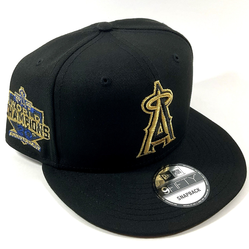 New Era LA Anaheim Angels Exclusive Black Metallic Gold 9FIFTY Snapback Hat Cap