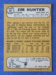 1968 Topps #385 Jim Catfish Hunter Oakland A’s HOF Vintage Baseball Card