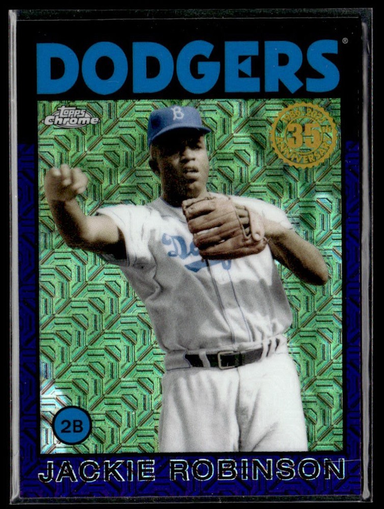 2021 Topps #86BC-88 Jackie Robinson 1986 35th Anniversary Chrome Purple #/75