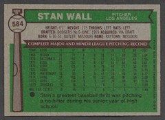 1976 TOPPS #584 Stan Wall LOS ANGELES DODGERS EX-MINT+ A
