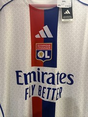 Mens Sz XXL White/Blue/Red Adidas Olympique Lyonnais Home Soccer Jersey JD1396