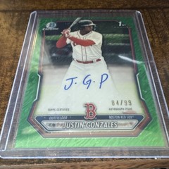 Topps 2025 Bowman Chrome 1st Justin Gonzales Auto CPA-JG Green Shimmer #84/99