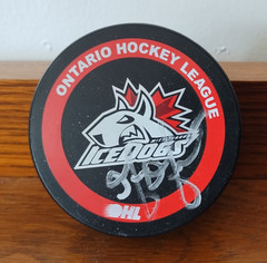 Autographed Mississauga Ice Dogs Official OHL Puck – Unknown Player