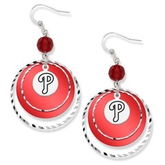 Licensed Philidelphia Phillies DANGLE EARRINGS Logoart. 1 1/4&Prime; Diameter