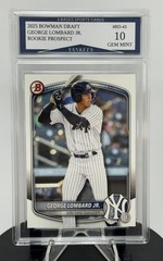 2025 Bowman George Lombard Jr. Yankees Rookie Prospect Card #BD-43 Gem Mint 10
