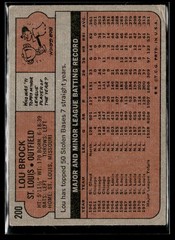 1972 Topps Lou Brock LOW GRADE Set Break #200