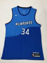 Nike Milwaukee Bucks Giannis Antetokounmpo 34 City Edition Jersey Blue Size 52