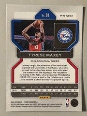 2021-22 Panini Prizm – Tyrese Maxey #28 Nba 75th Anniversary Prizm
