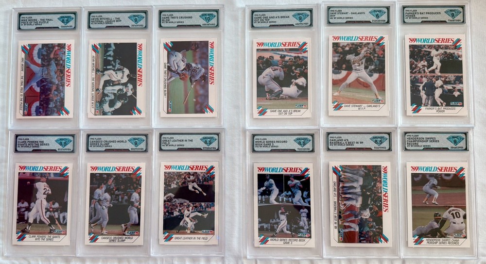 1990 Fleer ‘89 MLB World Series Set (12) all DSG Graded 💎 SF Giants Oakland A’s