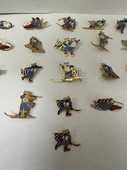Vintage 1980 Lake Placid Olympic Mascot Roni Raccoon Pins Collection Lot Of 21