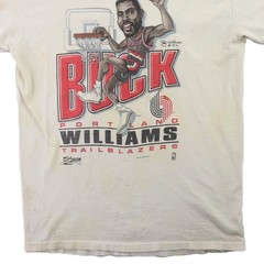 Vintage 90s NBA M L Buck Williams Caricature Portland Trail Blazers T Shirt