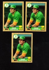 1987 Topps # 620 Jose Caseco 3 Card Lot Pack Fresh Centered A28