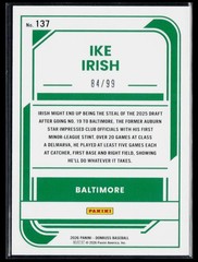 2026 Panini Donruss Baseball IKE IRISH Purple Ice #/99 #137 Baltimore Orioles