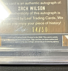 Zach Wilson Rookie Autograph 2021 Leaf Valiant Orange #BA-ZW1 #14/50 BGS 9.5