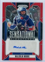 2025 Prizm Malcolm Moore #SS-MM Sensational Signatures Prizm Red Auto 63/99