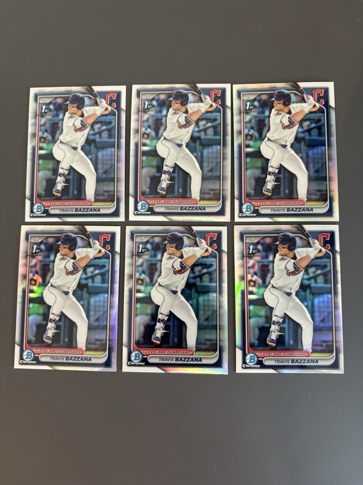 6x Travis Bazzana 2024 Bowman Draft 1st Bowman Chrome Refractor BDC-1 Lot