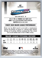 2026 Topps Finest NOLAN MCLEAN Mini Diamond UNCOMMON #115 RC New York Mets