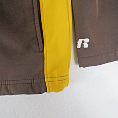 Wyoming Cowboys Russell Jacket Mens Large Brown Yellow Full Zip Fleece Lined