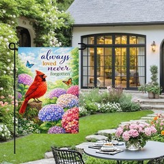 IVN Spring Summer Garden Flag 12×18 Inches, Welcome Cardinal Hydrangea Bush