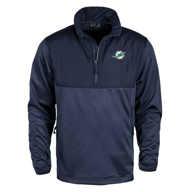 NFL Miami Dolphins Embroidered logo Blue Adult Men Quarter-Zip Pullover Jacket