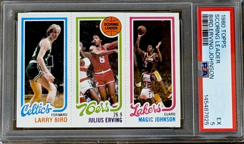 1980 1980-81 TOPPS MAGIC JOHNSON LARRY BIRD DR. J RC ROOKIE RC UNDERGRADED PSA 5